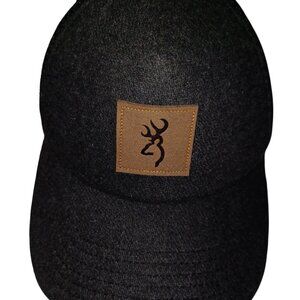 Browning Black Grey Wool Mesh Men's Cap Buckmark Patch Adjustable Snapback Hat
